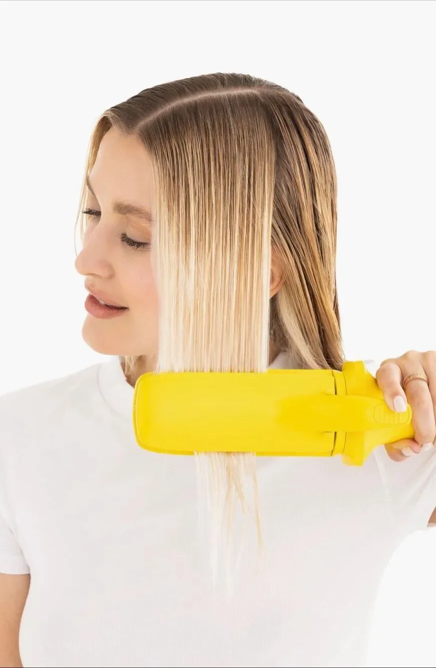 NEW Drybar The Straight Shot Blow-Drying Flat Iron Yellow Ionic Styler No Box